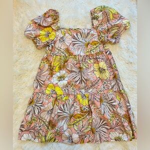 🌻LOFT - Floral Bubble Ruffle Sleeve Hem Dress – Size 00🌻